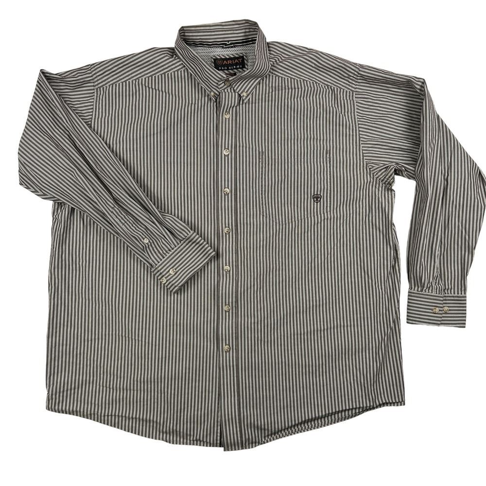 Ariat Pro Series‎ Shirt Mens 2XL Striped Button Down Western Workwear Rodeo